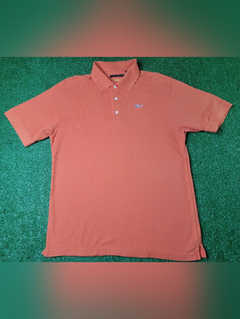 Greg Norman Men's Golf Polo Shirt Size Large Orange Shark Logo Casual Preppy